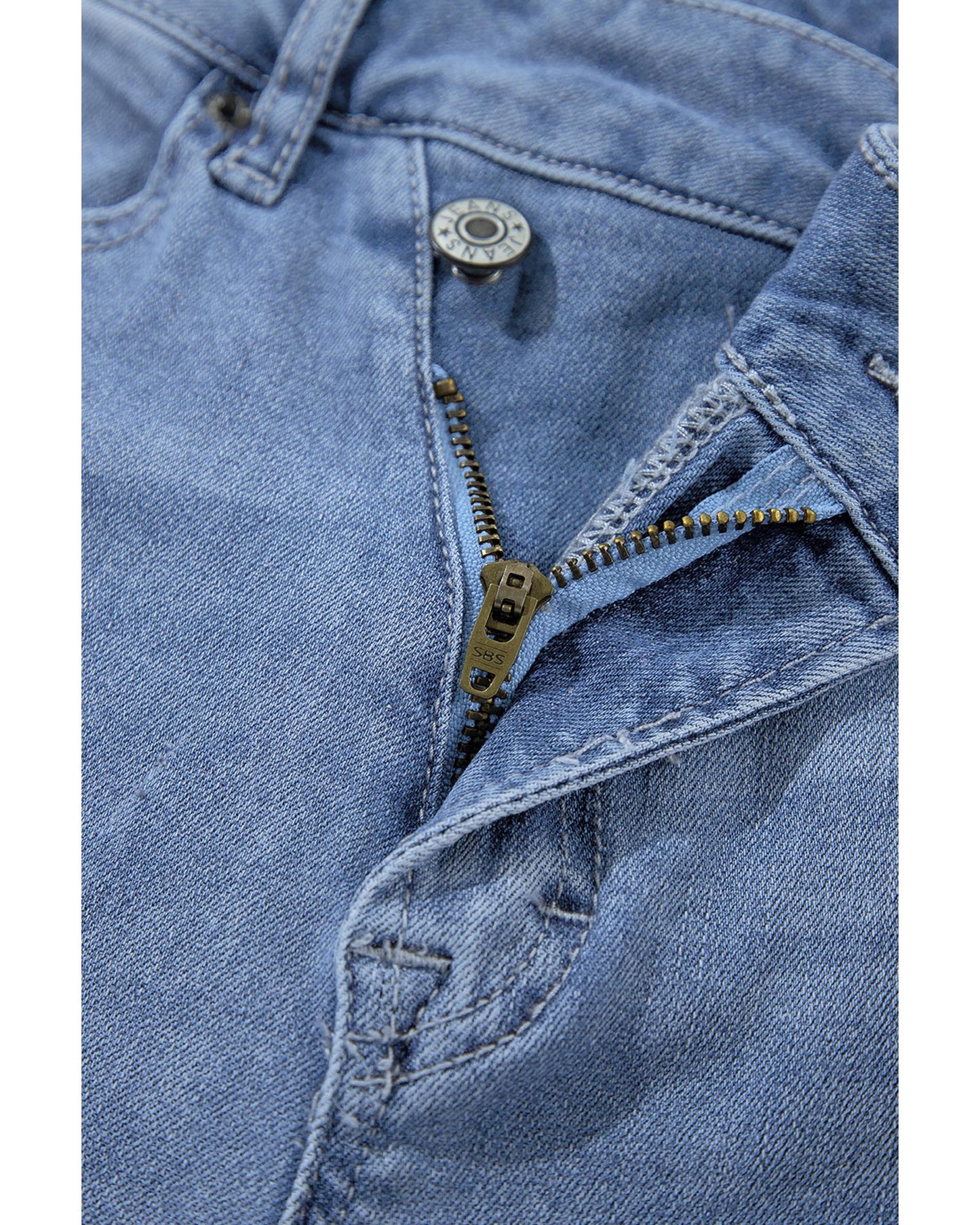 Straight High Rise Asymmetric Button Fly Jeans