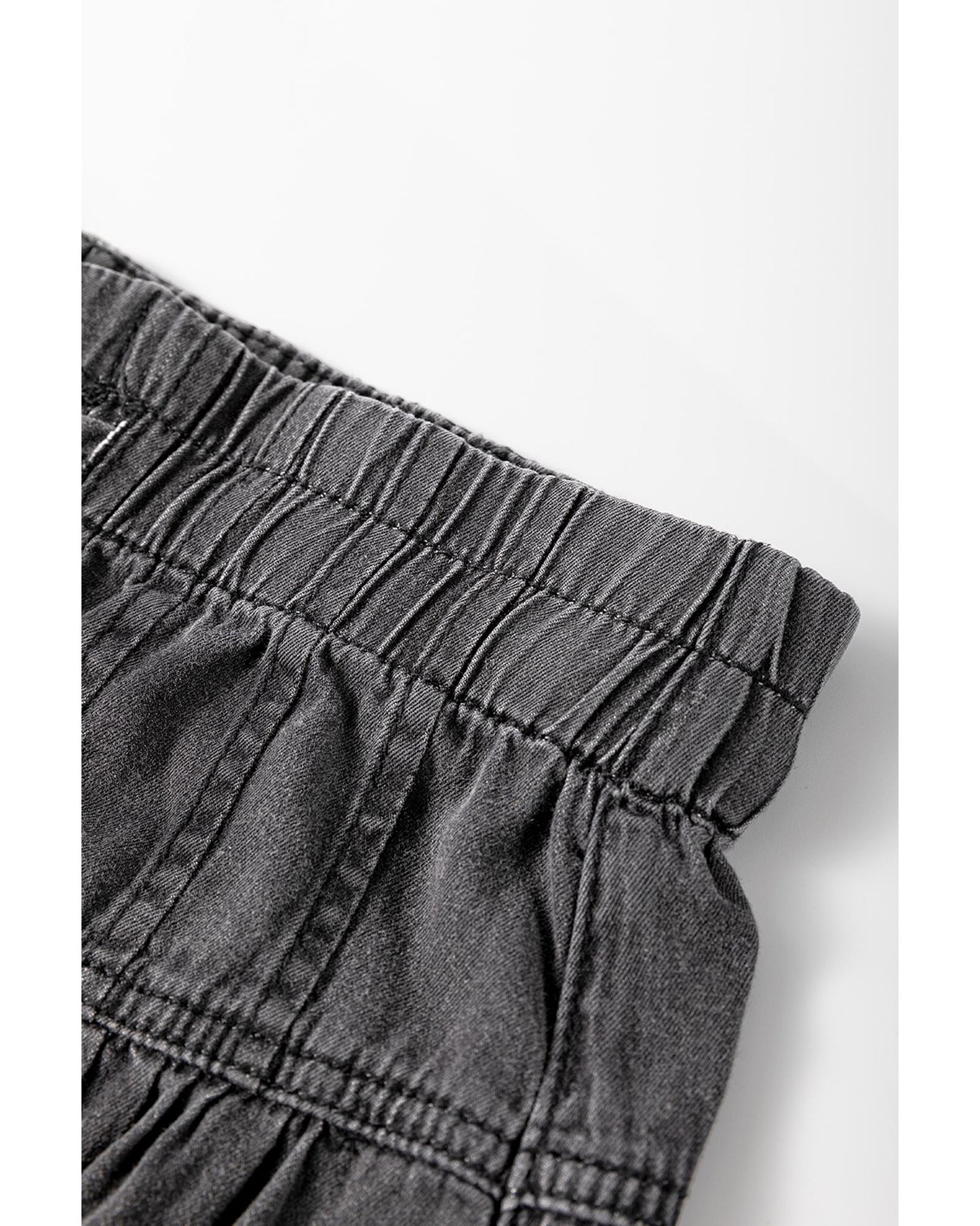 Mineral Wash Button Fly Waist Wide Leg Jeans