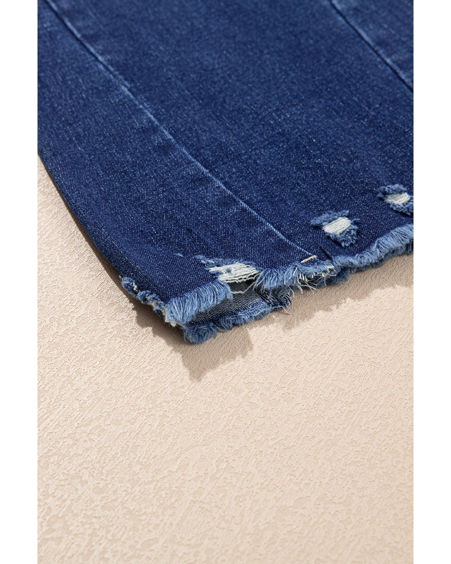 Sail Blue Distressed Raw Hem Flared Jeans