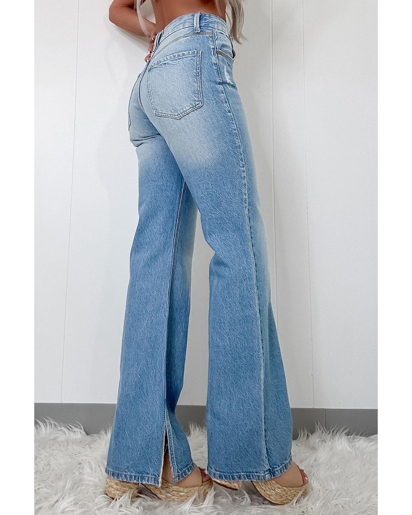 Myosotis High Rise Shift Slit Leg Straight Jeans