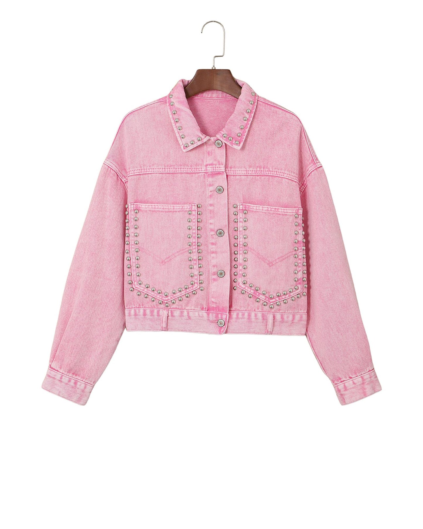Rivet Studded Pocketed Denim Jacket