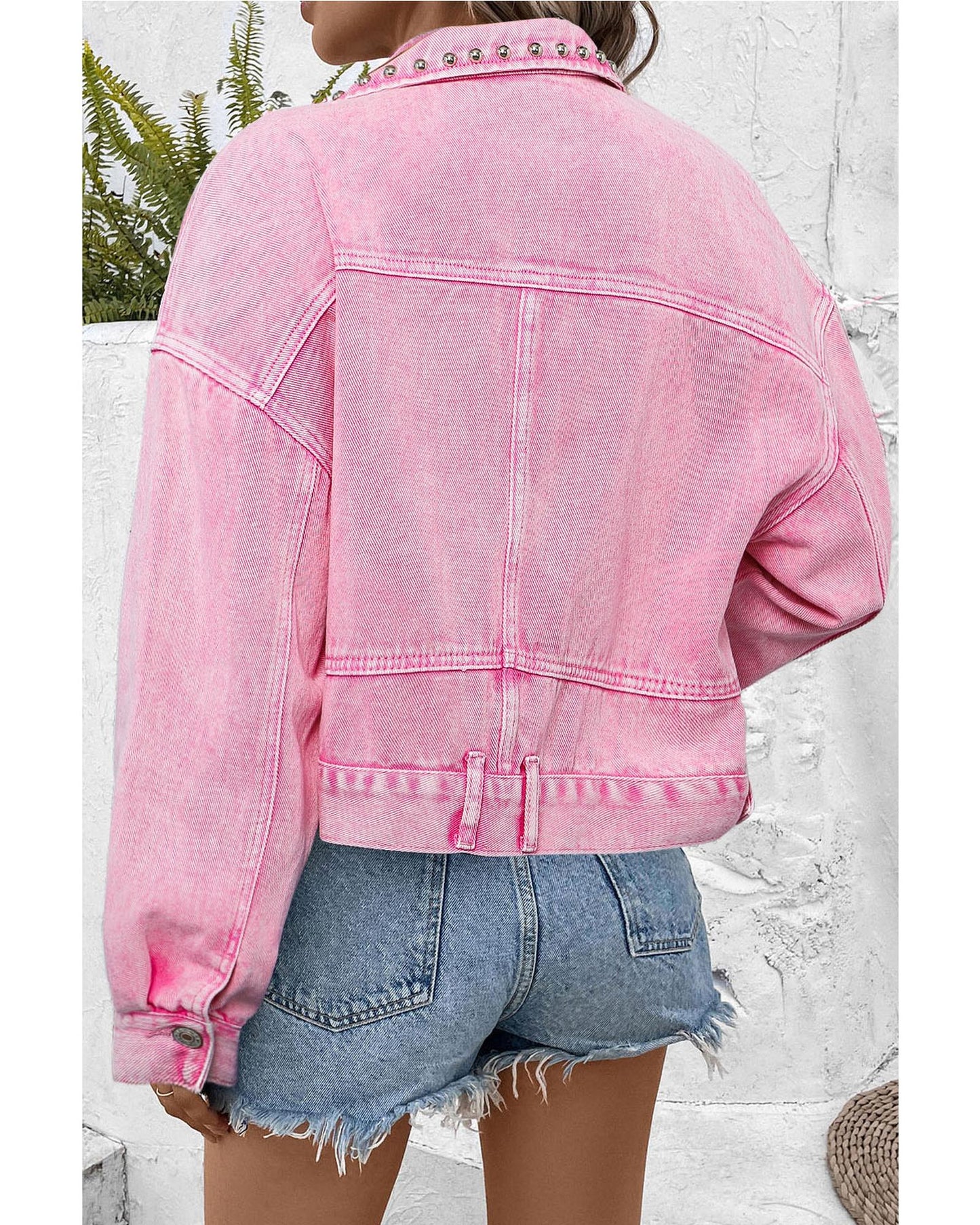 Rivet Studded Pocketed Denim Jacket