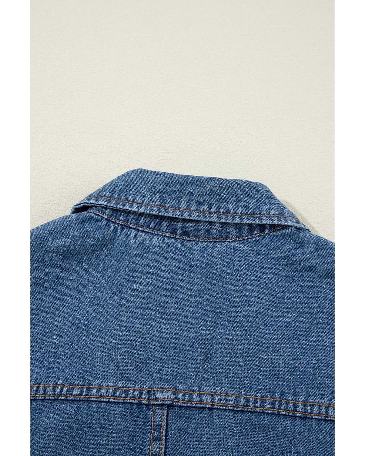 Black Side Pockets Lapel Collar Denim Jacket - 2XL