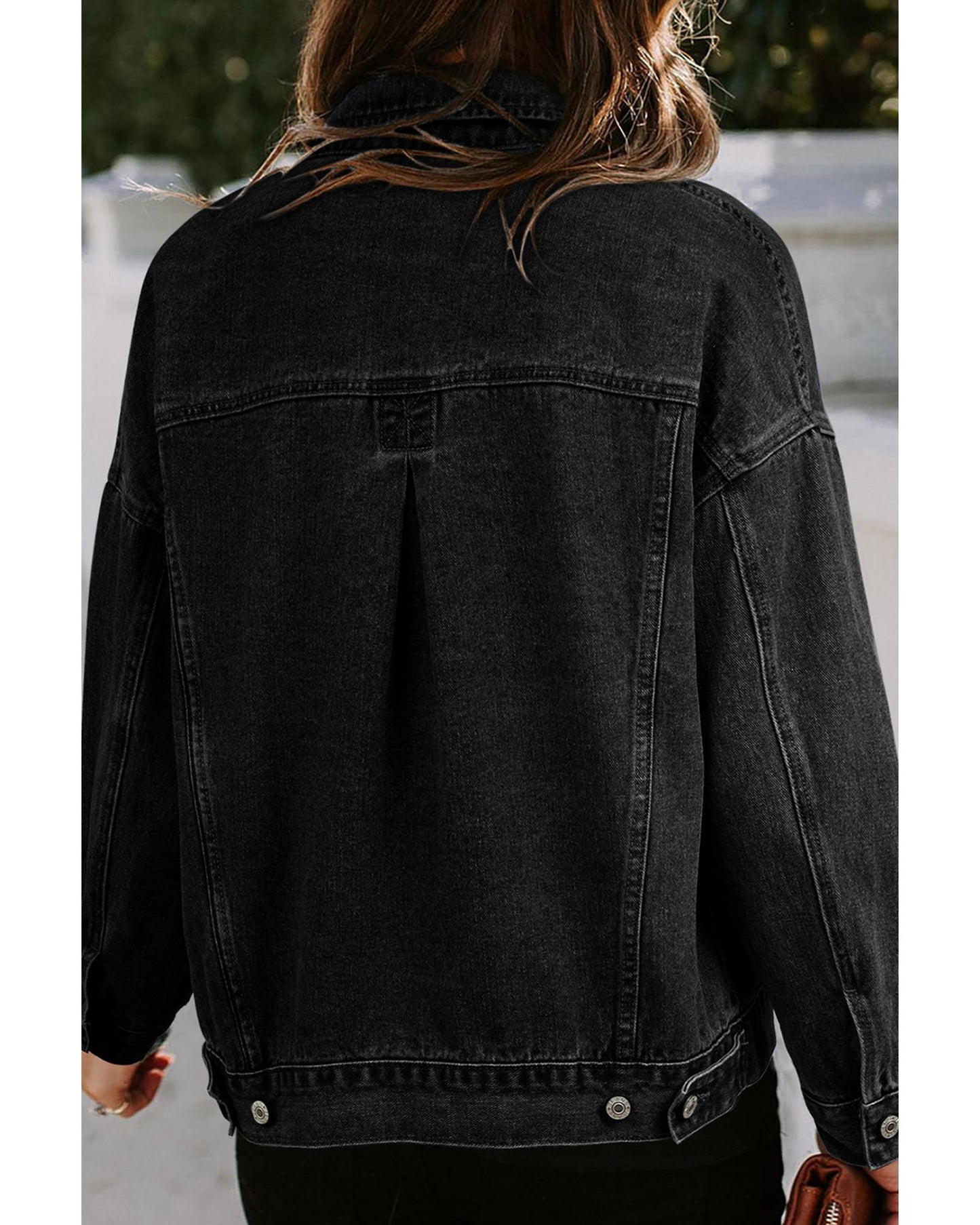 Wild Wind Washed Oversize Pocketed Denim Jacket - M