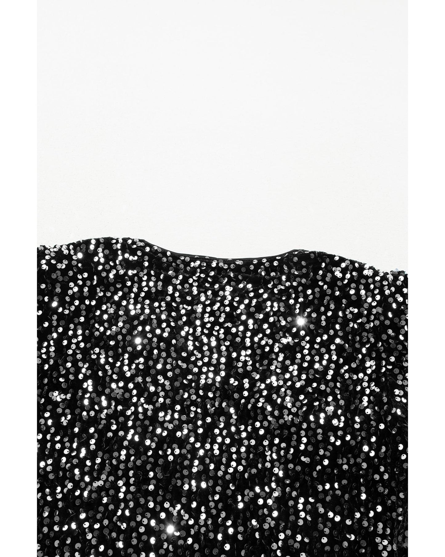 Black Sequined Open Front Cropped Jacket - L