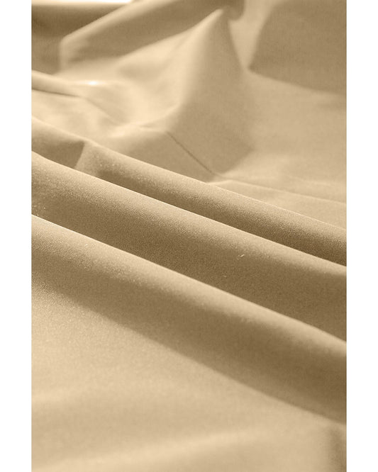 Pale Khaki Solid Color Lapel Collar Waist Tie Wind Coat - 2XL
