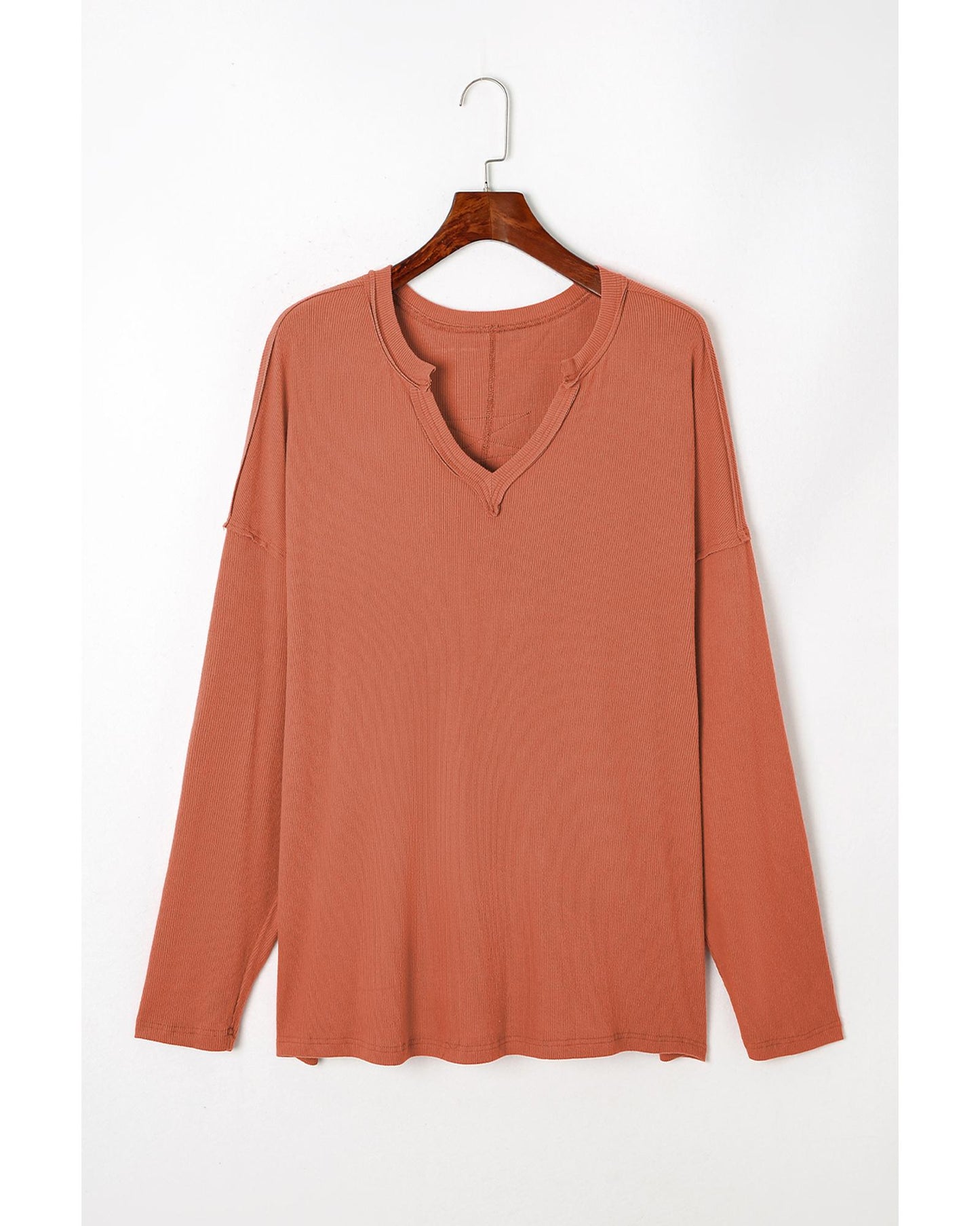 Plus Size Exposed Seam V-Neck Top