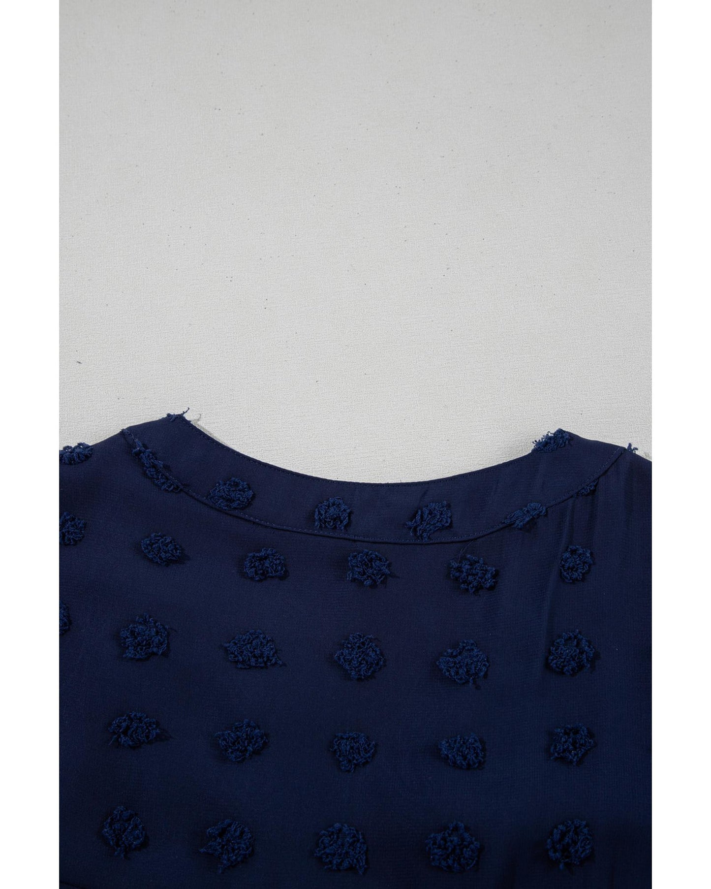 Dotty Textured Notched Neck Plus Ruffled Dress