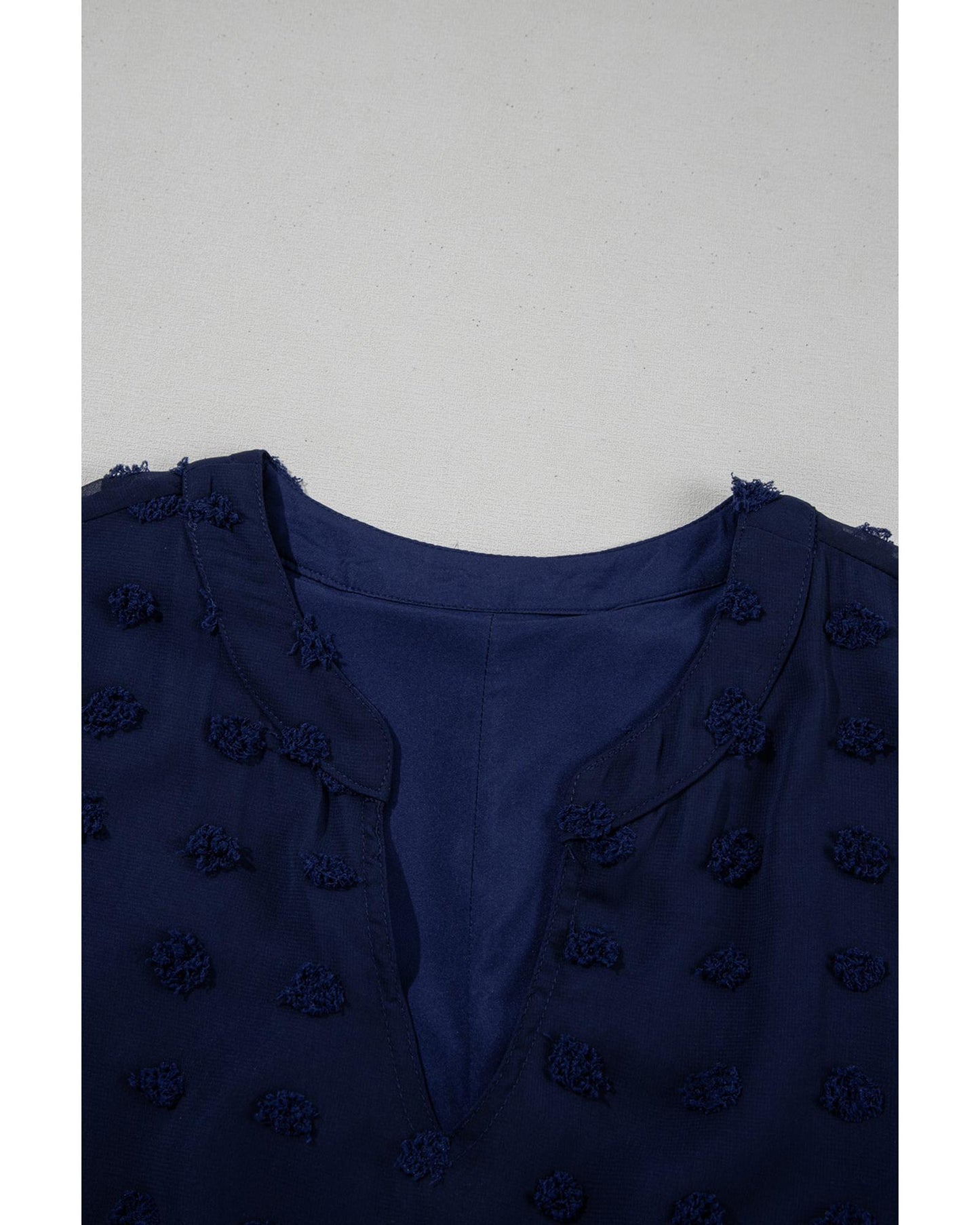 Dotty Textured Notched Neck Plus Ruffled Dress