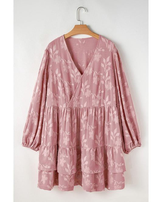 PLUS SIZE Floral Tiered Ruffled Dress with Tie Waist