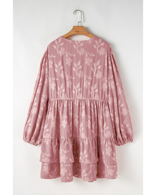 PLUS SIZE Floral Tiered Ruffled Dress with Tie Waist