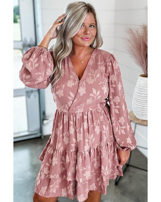 PLUS SIZE Floral Tiered Ruffled Dress with Tie Waist