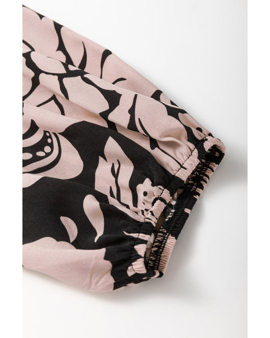 PLUS SIZE Floral Printed Puff Sleeve Collared Maxi Dress