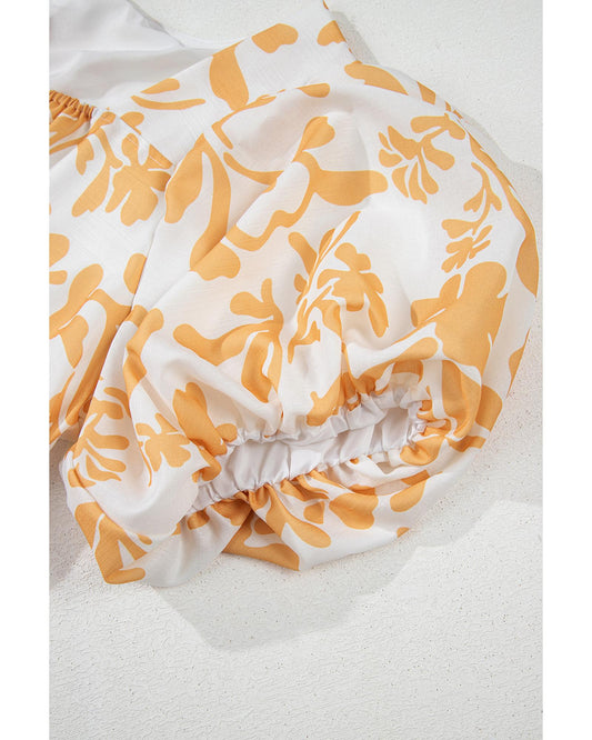 PLUS SIZE Apricot Floral Print Puff Flowy Maxi Dress