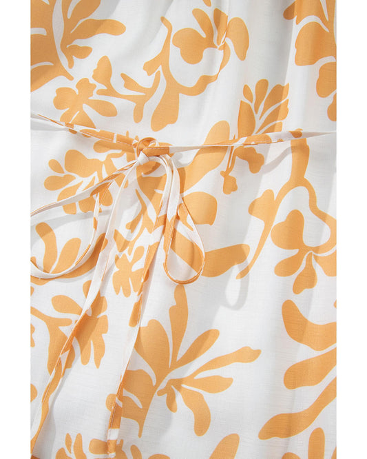 PLUS SIZE Apricot Floral Print Puff Flowy Maxi Dress
