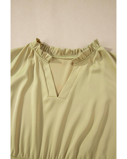 PLUS SIZE Notched V Neck Puff Sleeve Tiered Maxi Dress