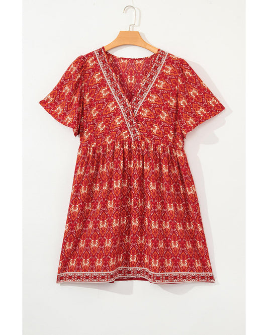 PLUS SIZE Printed Empire Waist Flowy Mini Dress