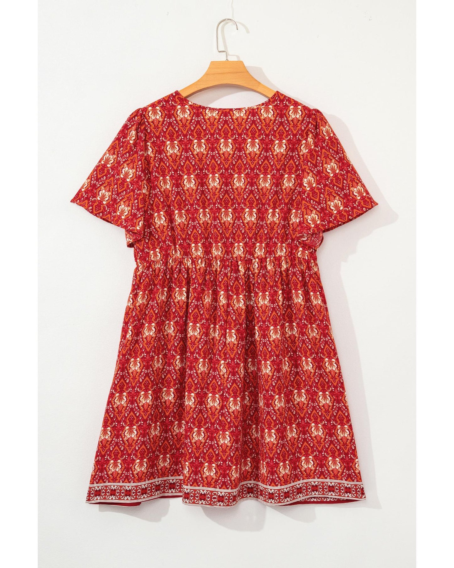 PLUS SIZE Printed Empire Waist Flowy Mini Dress