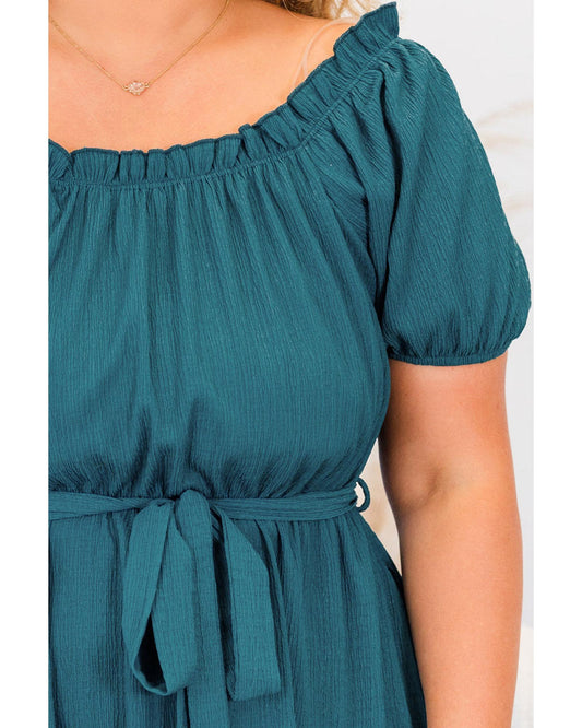 PLUS SIZE Skobeloff Frilled Belted Ruffle Hem Midi Dress