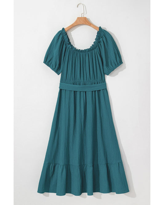 PLUS SIZE Skobeloff Frilled Belted Ruffle Hem Midi Dress