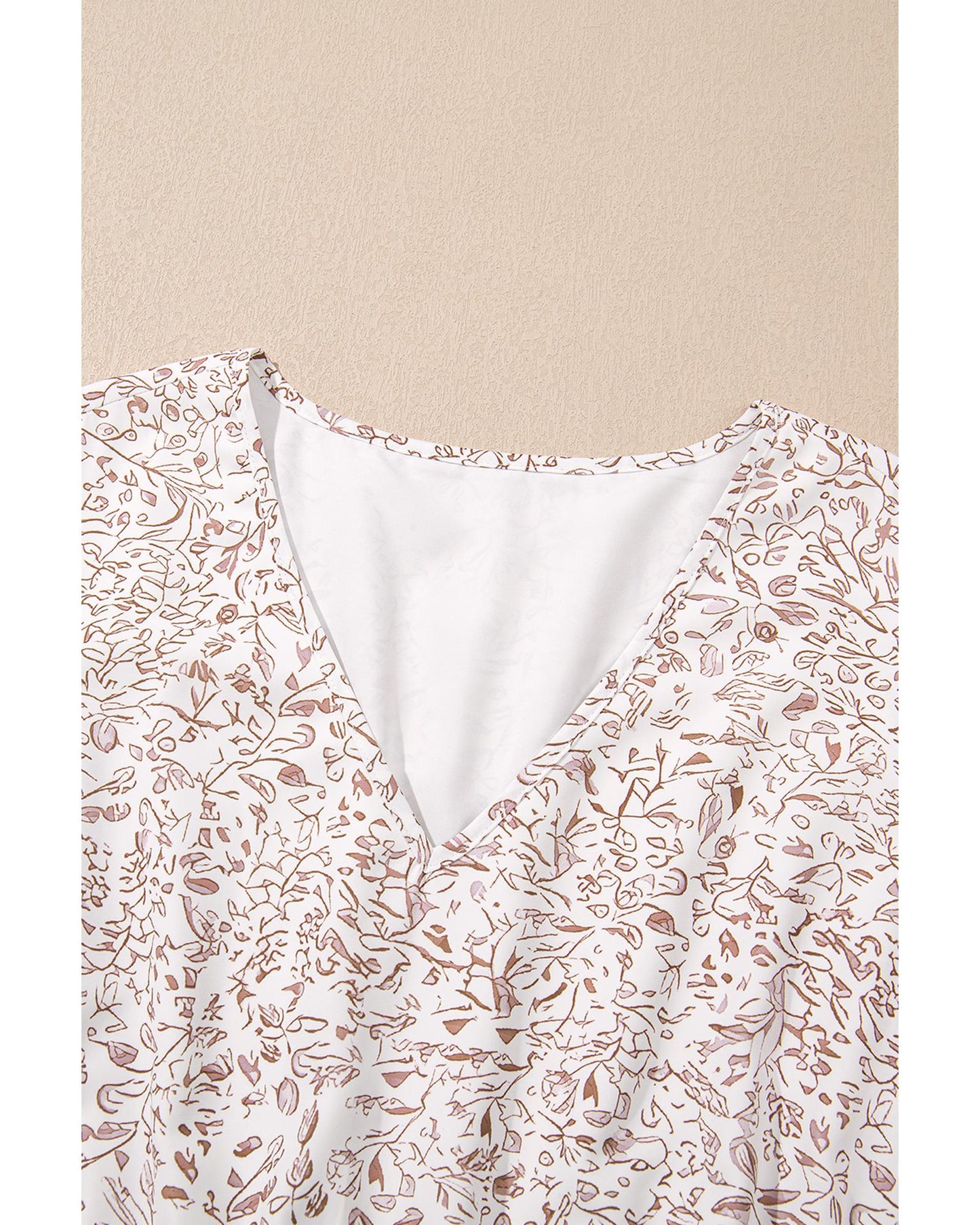 Floral V Neck Ruffled Short Sleeve Dress