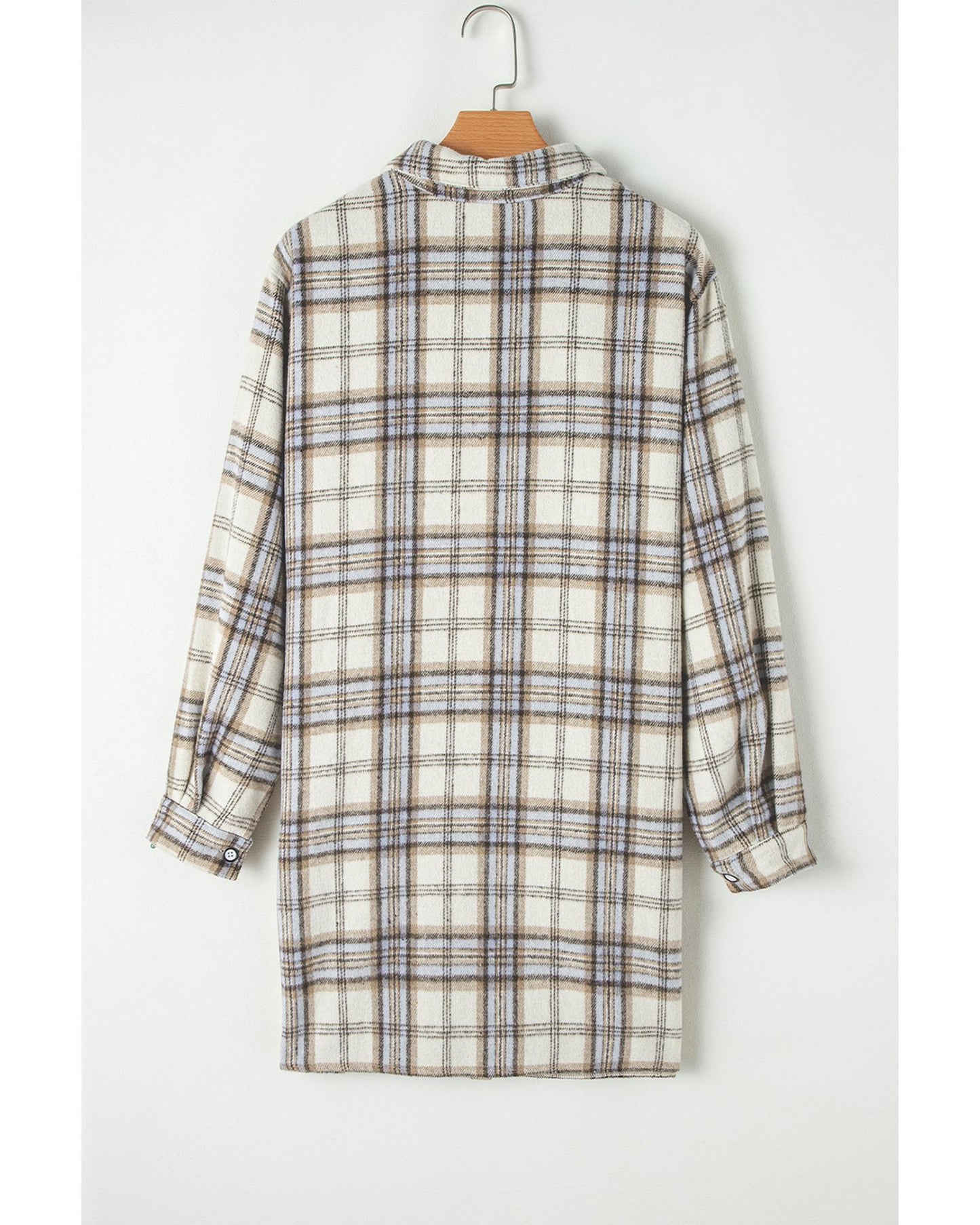Plus Size White Plaid Print Tunic Shacket