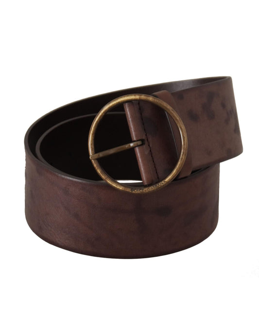 Dolce & Gabbana Leather Belt with Engraved Logo Buckle