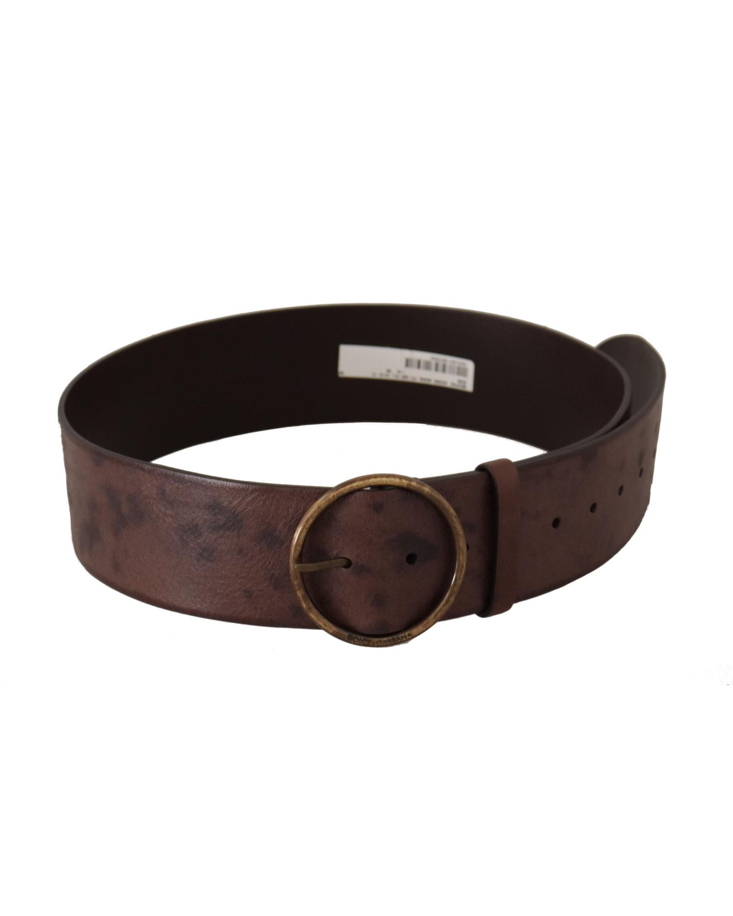 Dolce & Gabbana Leather Belt with Engraved Logo Buckle