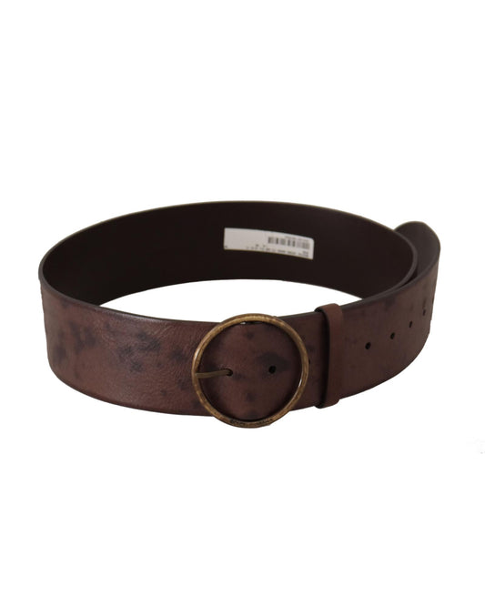 Dolce & Gabbana Leather Belt with Engraved Logo Buckle