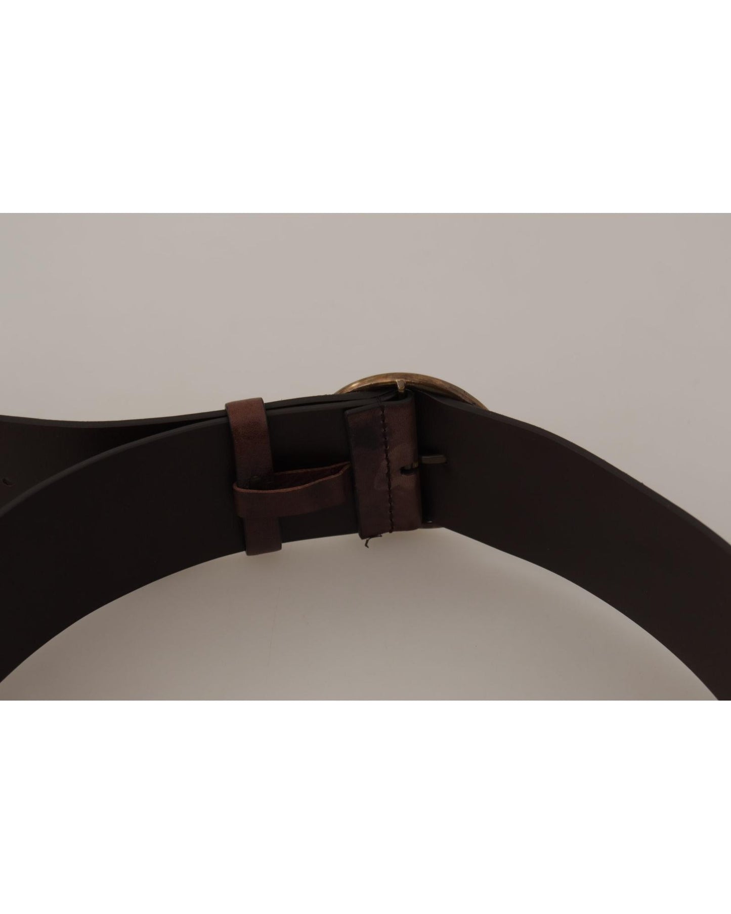 Dolce & Gabbana Leather Belt with Engraved Logo Buckle