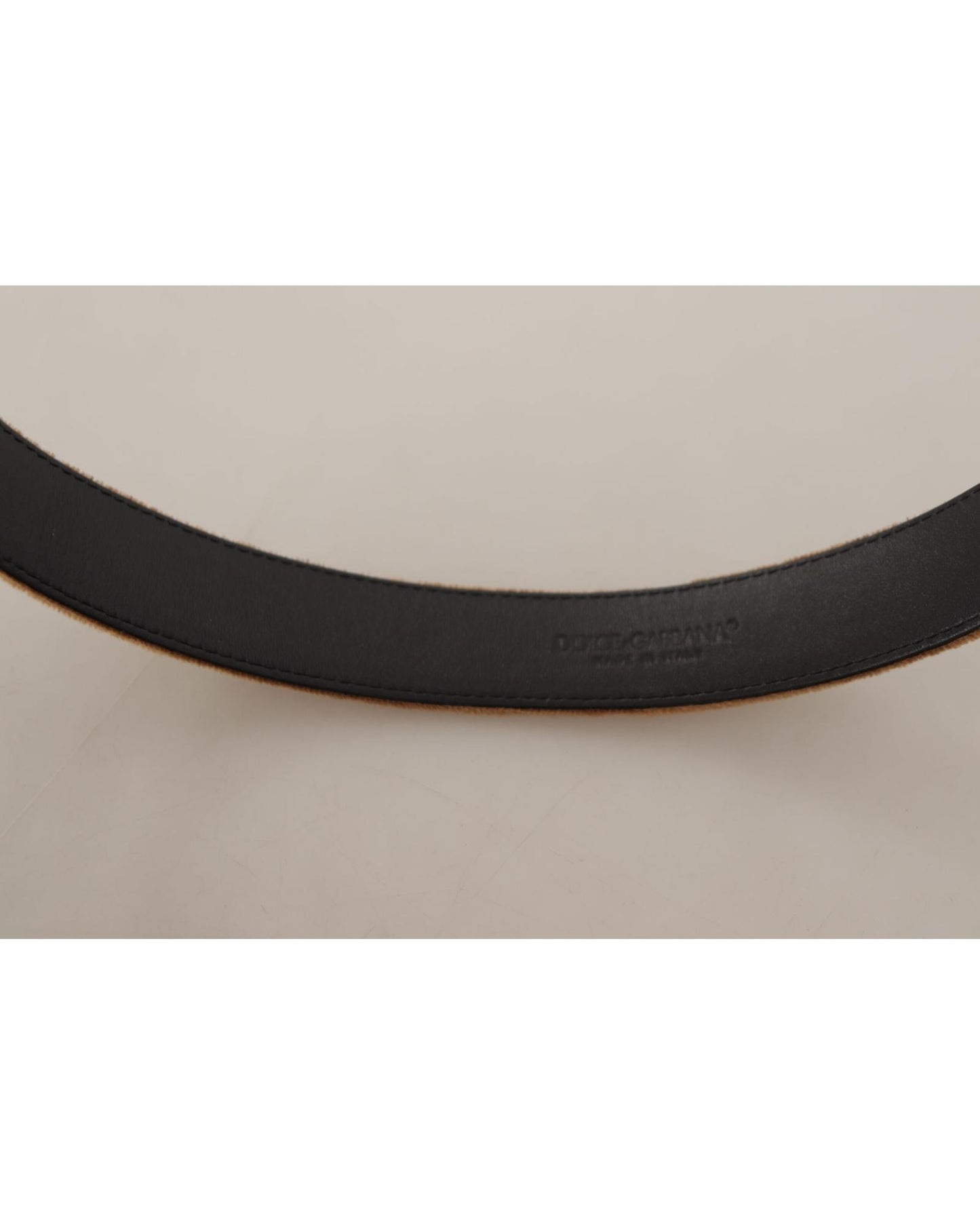 Dolce & Gabbana Leather Belt with Engraved Logo Buckle