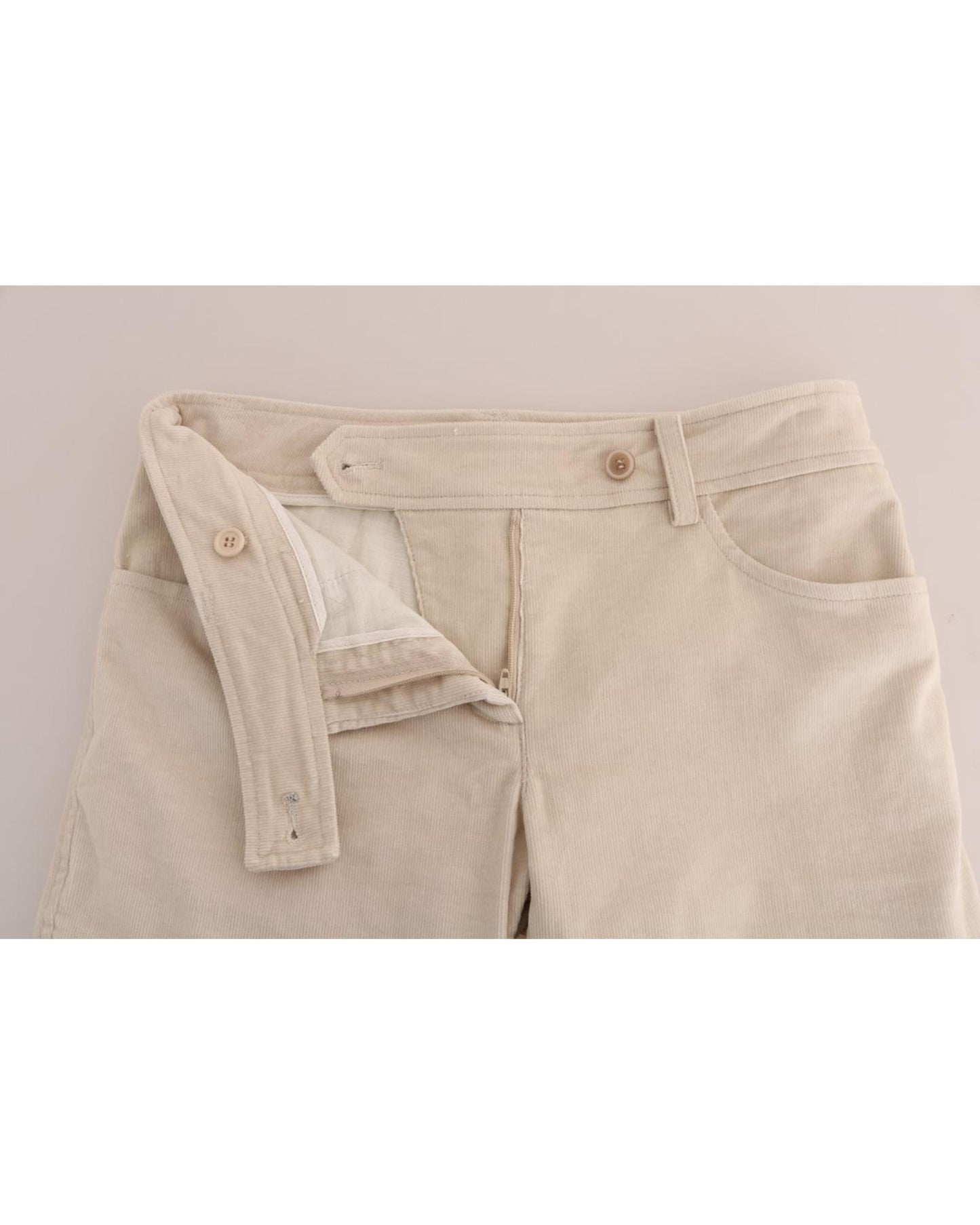Cropped Corduroy Pants with Logo Details
