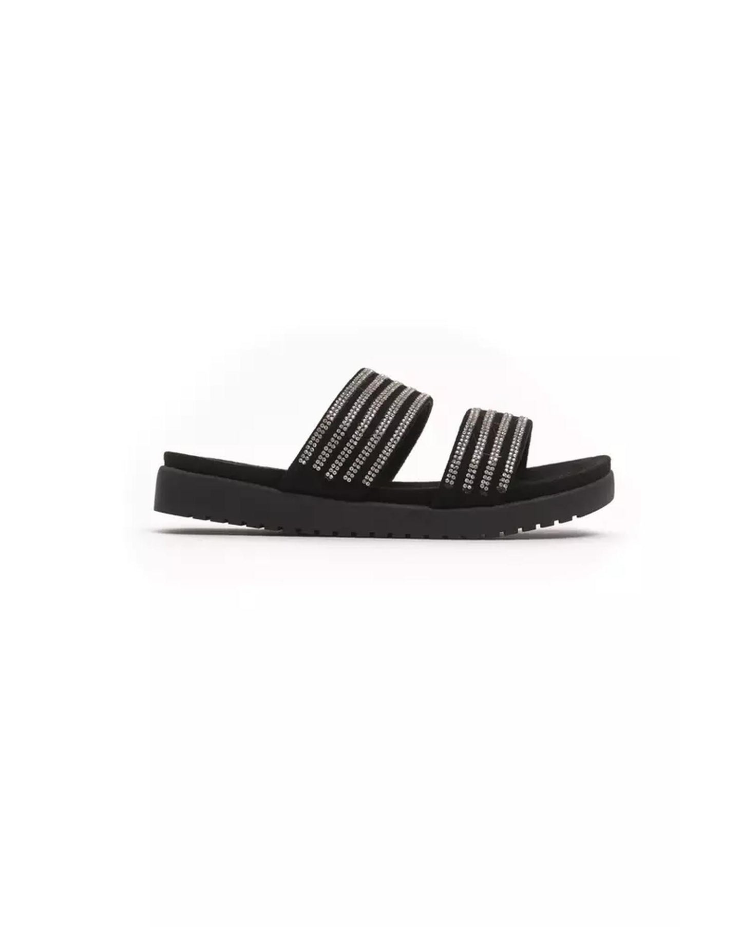 Two-Strap Rhinestone Low Sandal