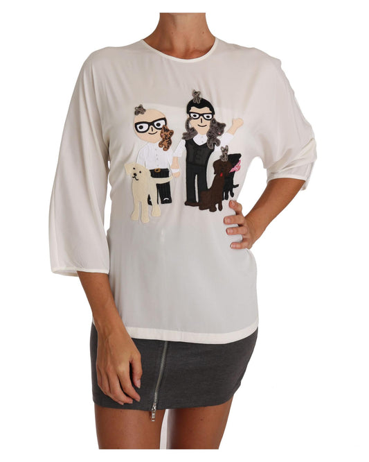 DOLCE & GABBANA White Multicolor Figure Family T-shirt 42 IT Women