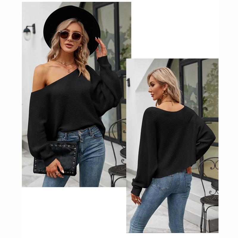 Loose Bat Sleeve Knitted Tops