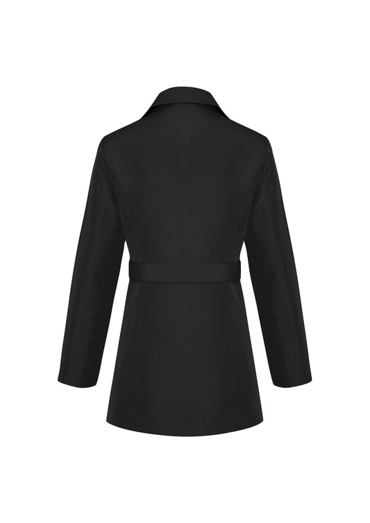 Womens Winter Button Long Trench Coat Jacket Parka Overcoat - Black - XX-Large