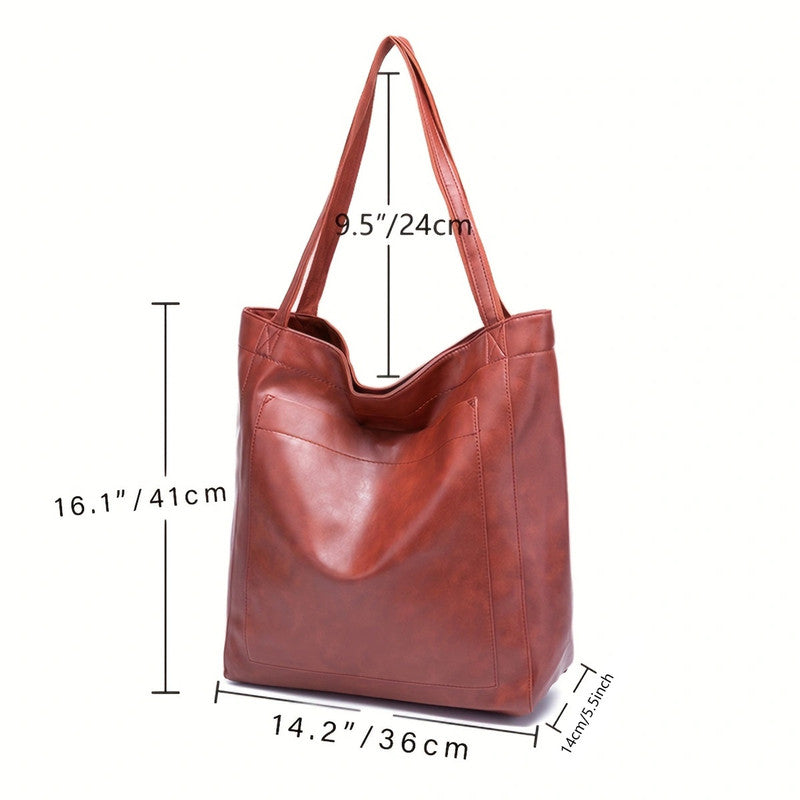 Vintage PU Leather Tote Bag