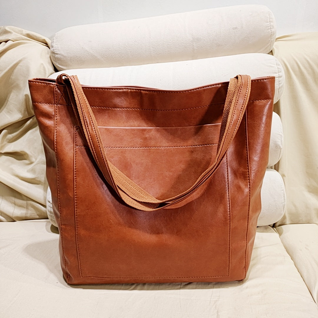 Vintage PU Leather Tote Bag