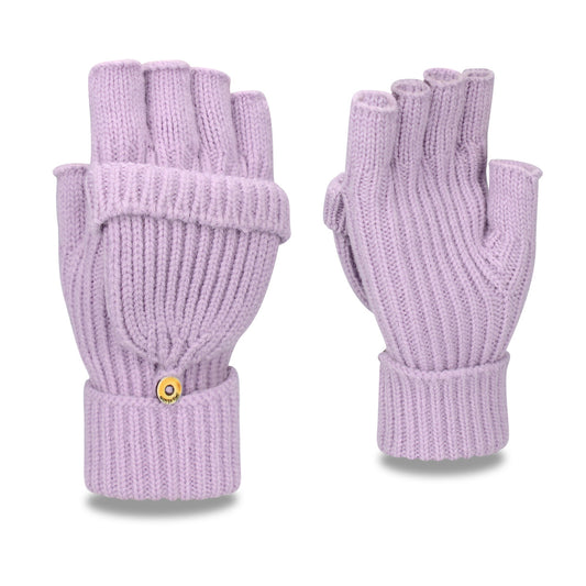 Warm Knitted 2-in-1 Fingerless Gloves with Flip Top Cover
