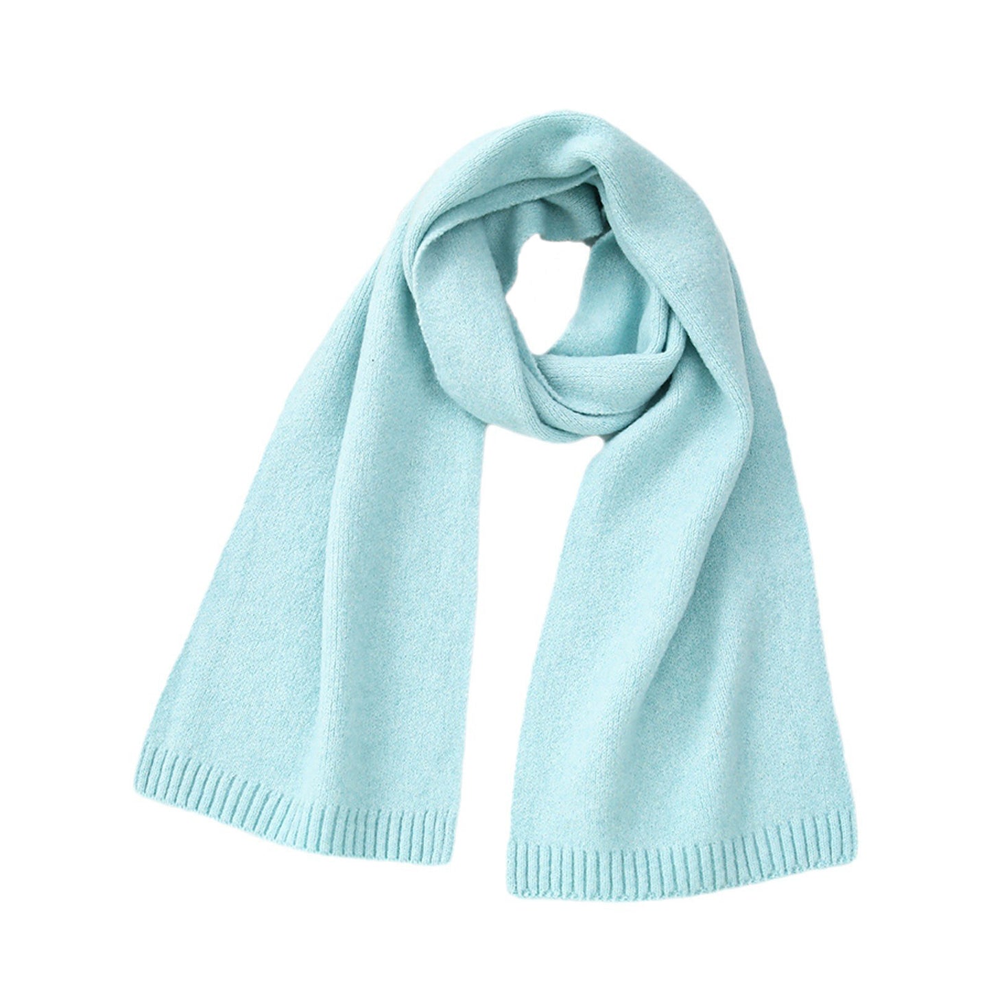 Soft Wool-Blend Solid Colour Knit Scarf