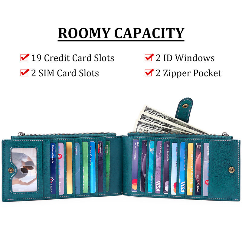 Large RFID Blocking Card Holder with Retro Style