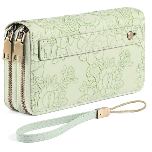 Embossed Design Large Capacity Vegan Leather Wallet