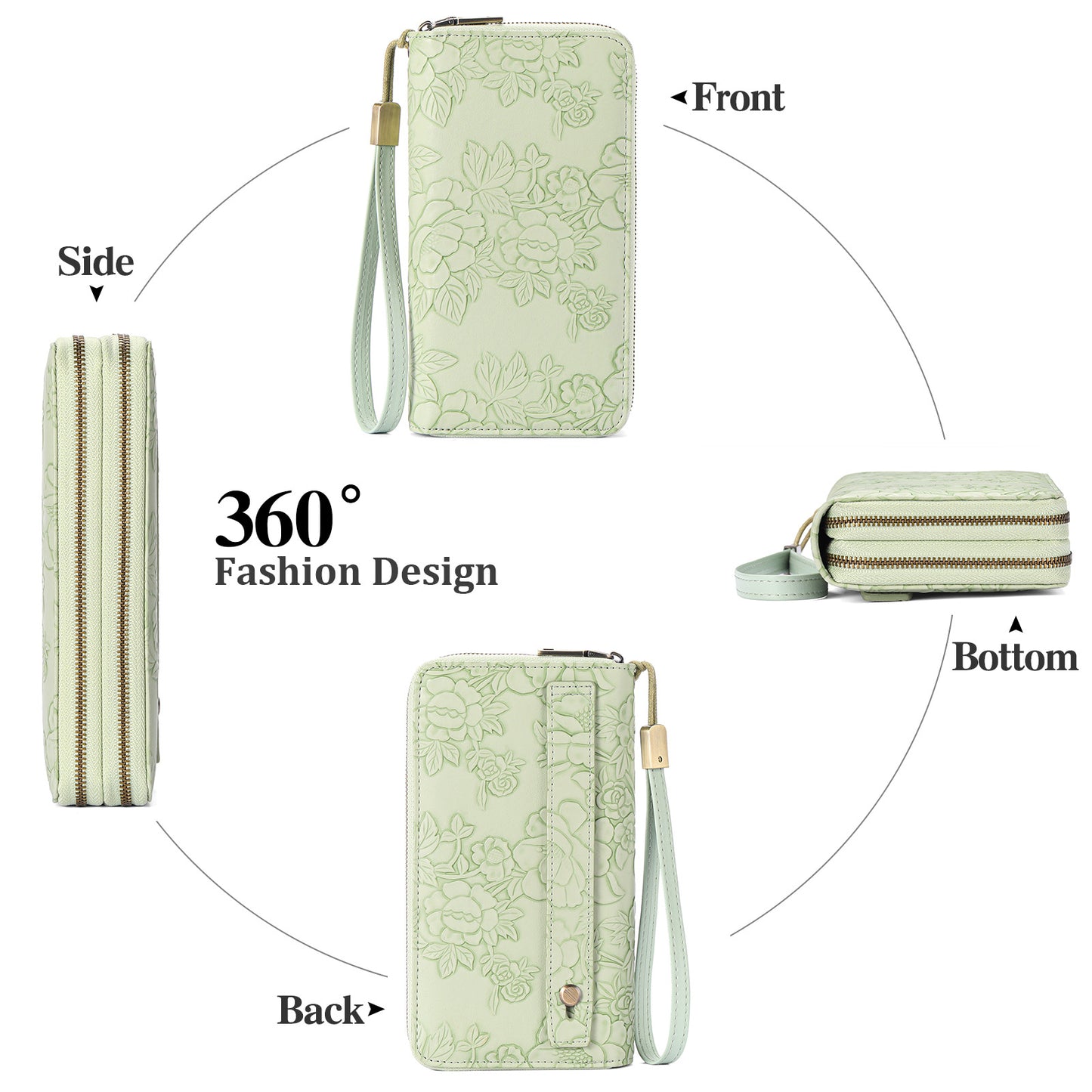 Embossed Design Large Capacity Vegan Leather Wallet
