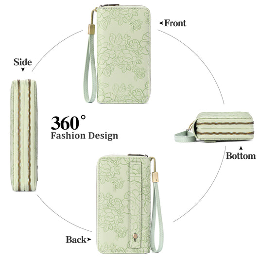 Embossed Design Large Capacity Vegan Leather Wallet