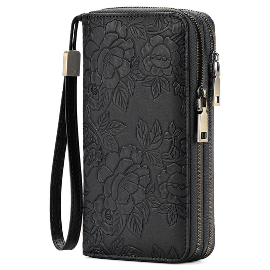 Embossed Design Large Capacity Vegan Leather Wallet