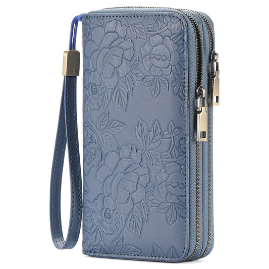 Embossed Design Large Capacity Vegan Leather Wallet