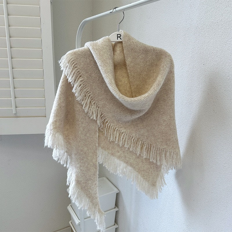 Elegant Knit Scarf Shawl with Tassels