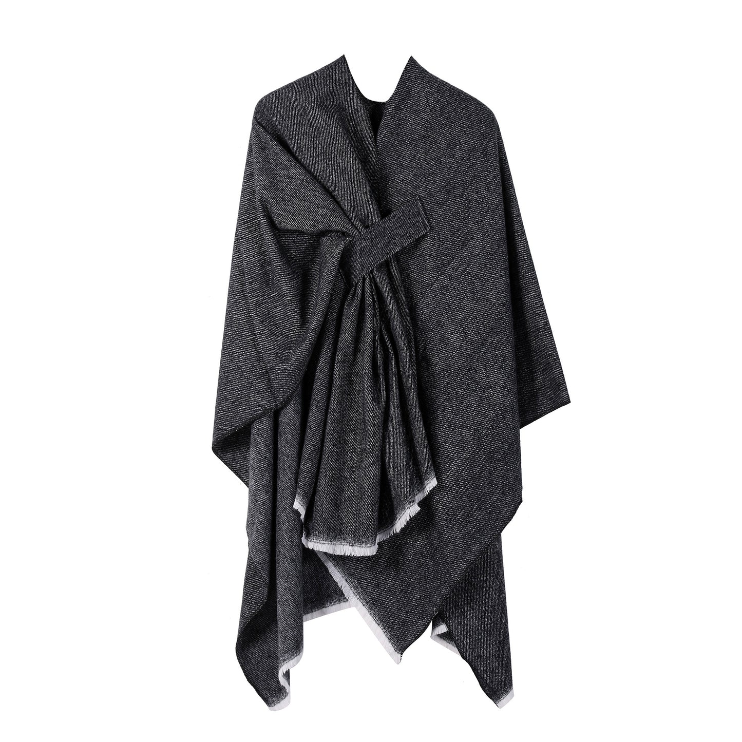Solid Knit Poncho Shawl