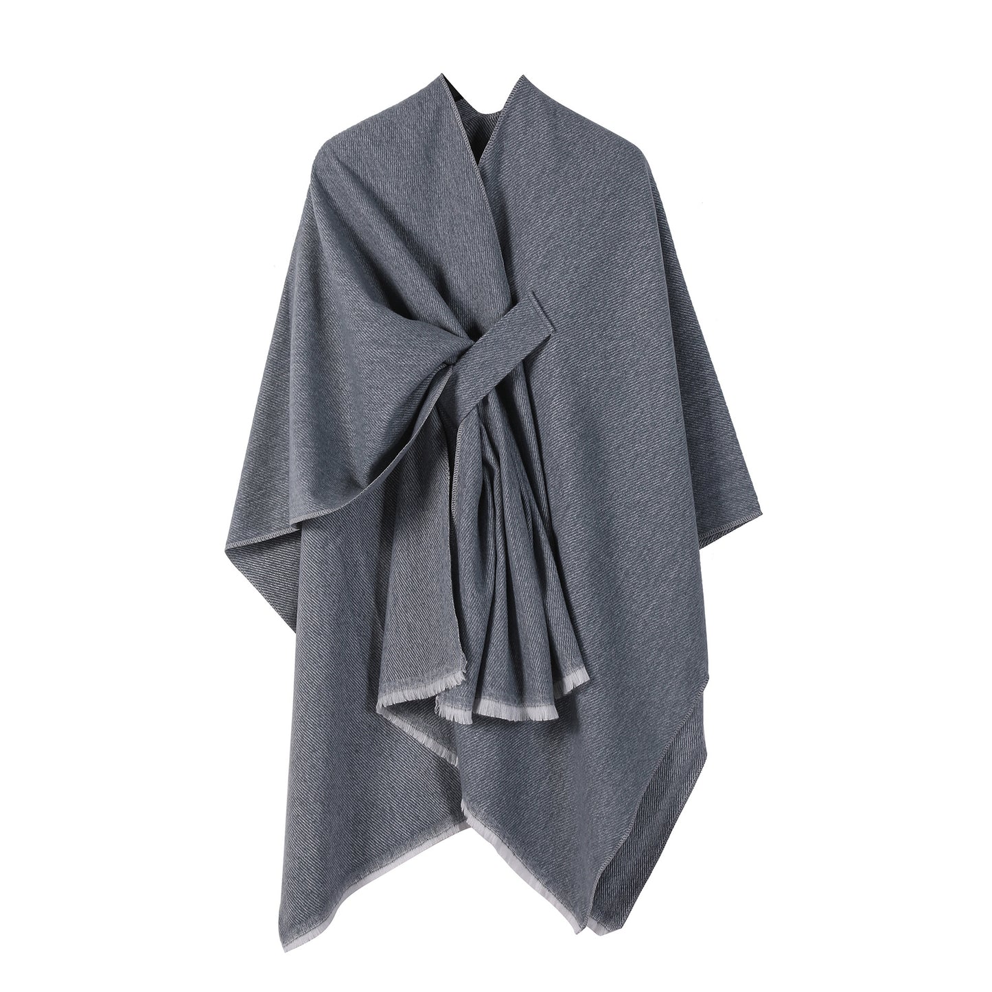 Solid Knit Poncho Shawl