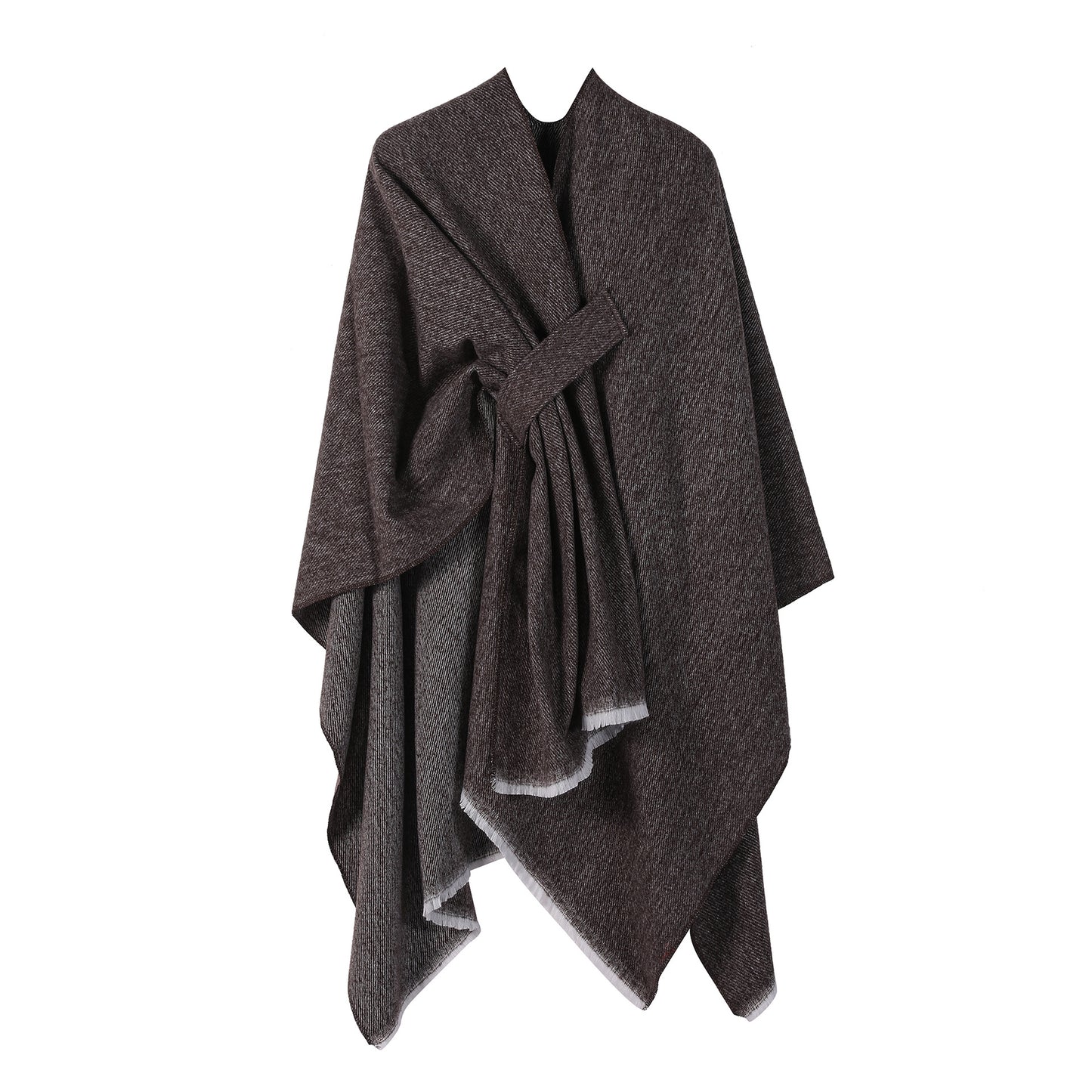 Solid Knit Poncho Shawl